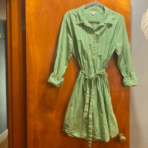 GAP | Dresses | Gap Green Gingham Lightweight Shirt Dress Size L | Poshmark